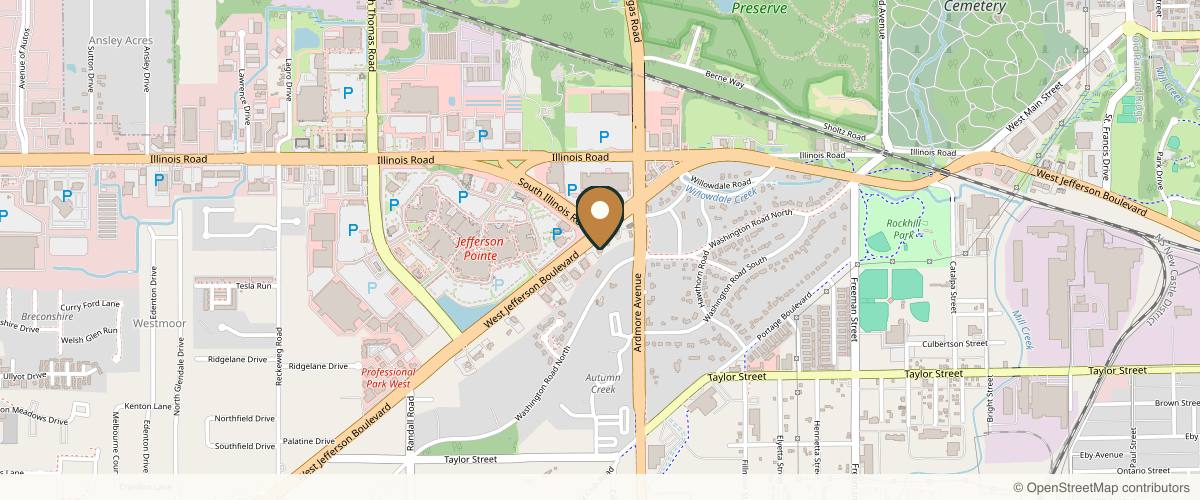 Map showing the exact location of Integrative Dermatology & Laser Spa at 3919 W Jefferson Blvd Ste 200, Fort Wayne, IN 46804, USA