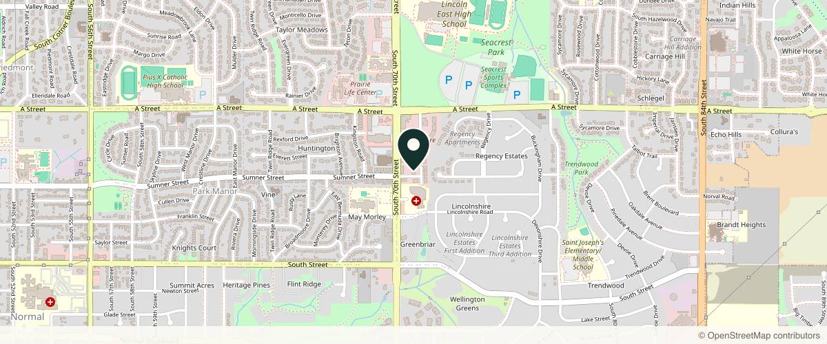 Map showing the exact location of Integrity Dermatology at 1620 S 70th St Suite 103, Lincoln, NE 68506, USA
