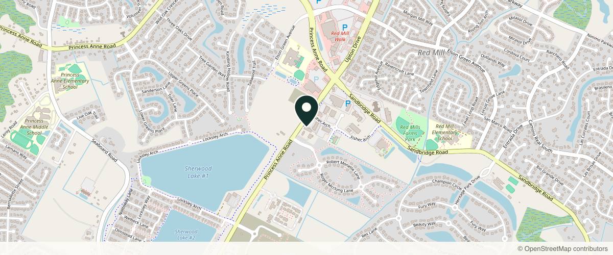 Map showing the exact location of INTEGRITY Skin & DermCare at 2041 Fisher Arch Suite 110, Virginia Beach, VA 23456