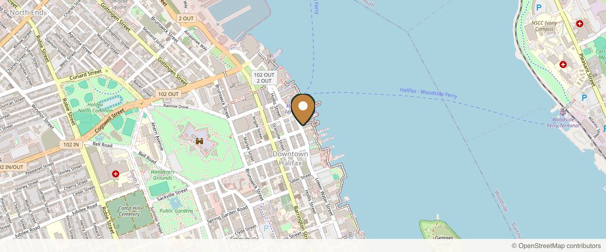 Map showing the exact location of Interlude Spa Halifax at Queen's Marque, 1715 Lower Water St Ste 150, Halifax, NS B3J 0J4, Canada