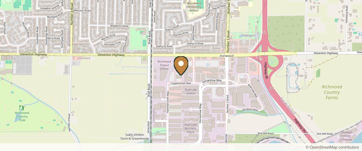 Map showing the exact location of Ironwood (Steveston) Medi Spa - Massage Richmond at 11331 Coppersmith Wy, Richmond, BC V7A 5J9, Canada