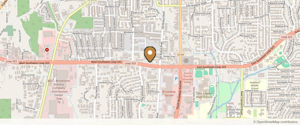 Map showing the exact location of It's A Secret Med Spa - Tyler at 419 TX-323 Loop Ste 200, Tyler, TX 75701, USA