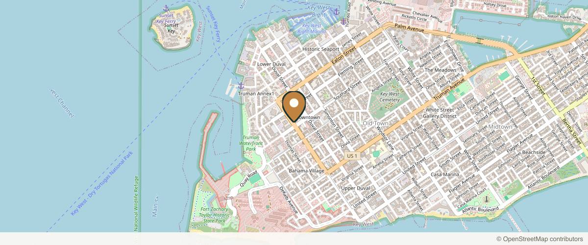 Map showing the exact location of IVs in the Keys at 531 Whitehead St, Key West, FL 33040, USA