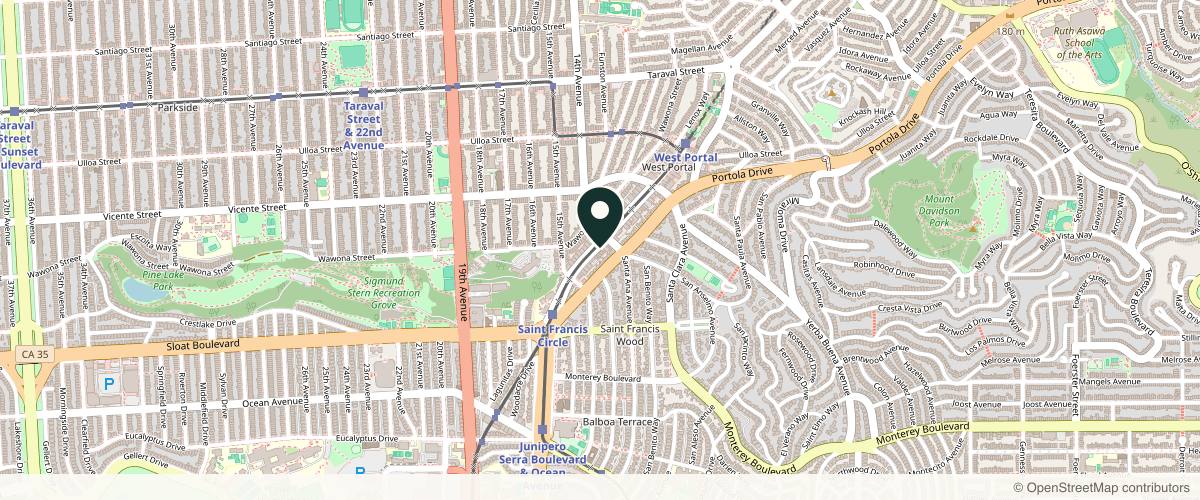 Map showing the exact location of Ivy En Rose Medical Spa at 323 W Portal Ave, San Francisco, CA 94127, USA