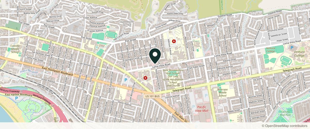 Map showing the exact location of IWH MedSpa at 2961 Loma Vista Rd, Ventura, CA 93003, USA