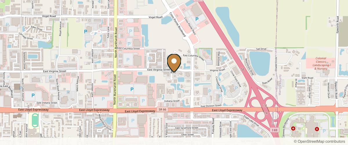 Map showing the exact location of J. Michael Conkright, MD at 7201 E Virginia St # D, Evansville, IN 47715, USA