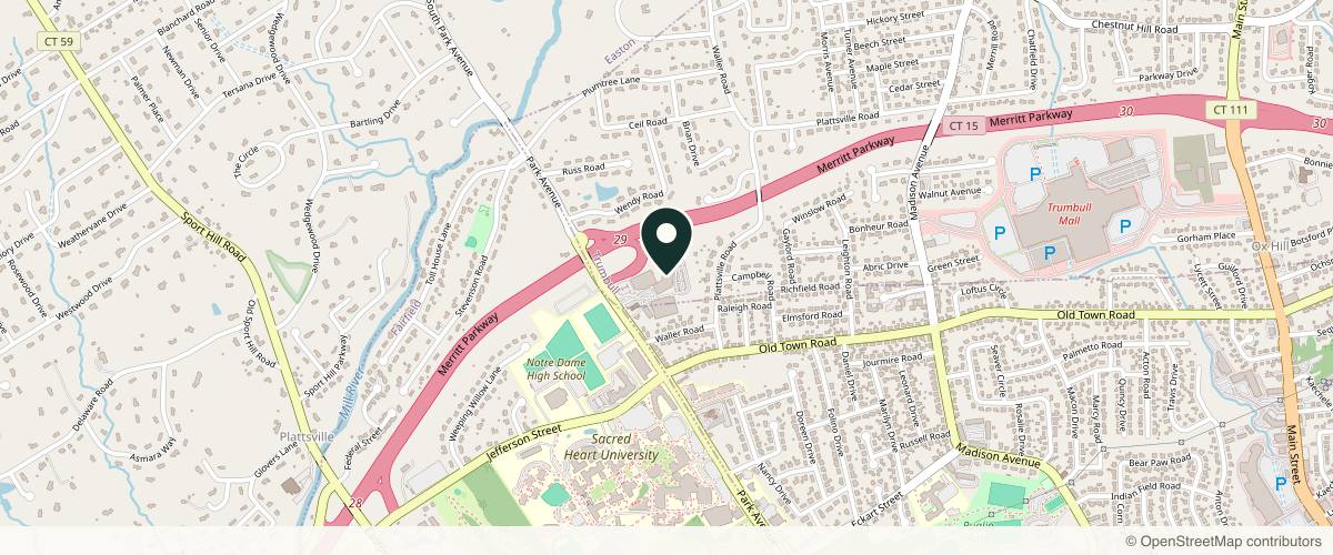 Map showing the exact location of Jandali Plastic Surgery at 5520 Park Ave, 300 Ste WP-2, Trumbull, CT 06611, USA