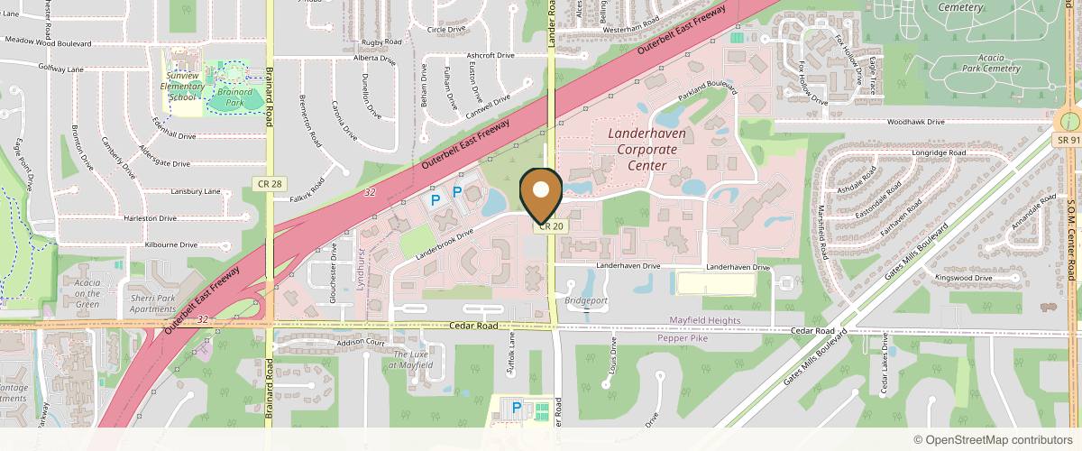 Map showing the exact location of Jason Leedy MD: Cleveland Plastic Surgery Institute at 2060 Lander Rd, Mayfield Heights, OH 44124, USA