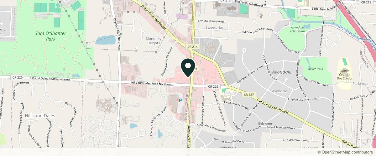 Map showing the exact location of JDV Med Spa at 3033 Whipple Ave NW Ste C, Canton, OH 44718, USA