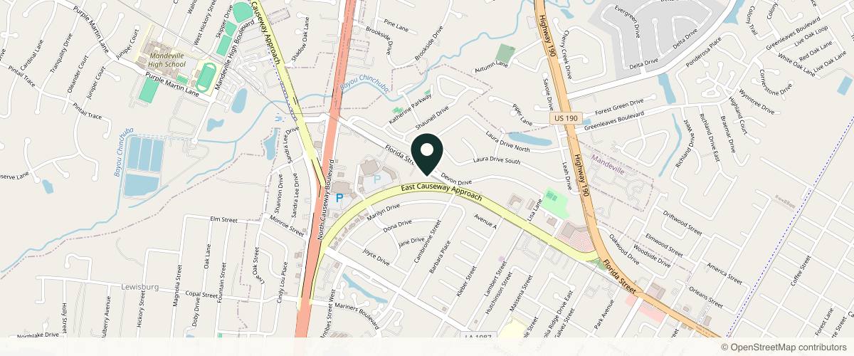 Map showing the exact location of Jeffrey Claiborne, M.D. at 3401 E Causeway Approach, Mandeville, LA 70448, USA