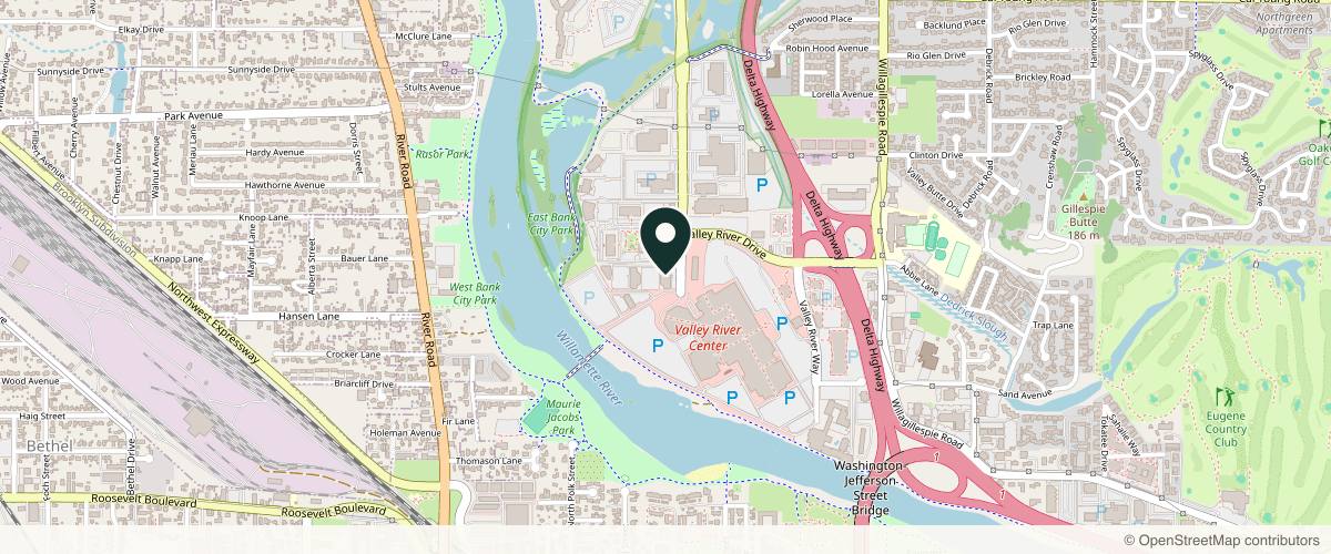 Map showing the exact location of Jewell Aesthetic Med Spa at 1200 Executive Pkwy #360, Eugene, OR 97401, USA