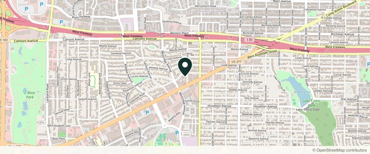 Map showing the exact location of Jhana Aesthetics at 6040 Camp Bowie Blvd Ste 64, Fort Worth, TX 76116, USA