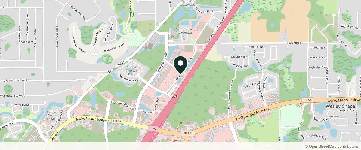 Map showing the exact location of Jiva Med Spa Wesley Chapel at 6013 Wesley Grove Blvd #105, Wesley Chapel, FL 33544, USA