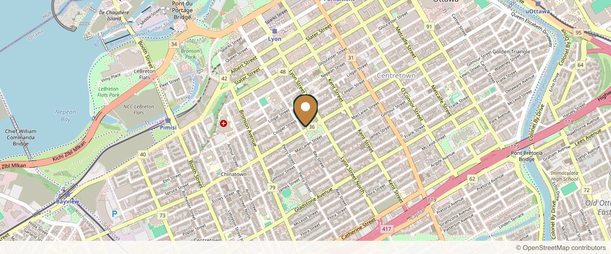 Map showing the exact location of JNY Cosmetics at 543 Somerset St W, Ottawa, ON K1R 5J9, Canada