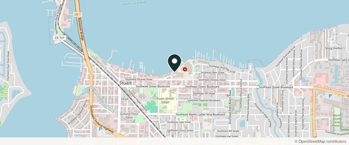 Map showing the exact location of John B Fasano MD - The Art of Plastic Surgery at 509 SE Riverside Dr #206, Stuart, FL 34994, USA
