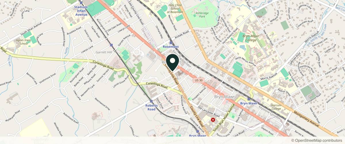 Map showing the exact location of John Lee, MD Eyelid Surgery & Med Spa at 1201 County Line Rd 2nd Fl, Bryn Mawr, PA 19010, USA