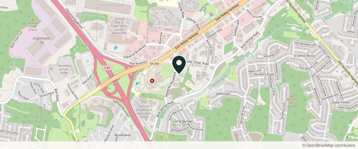 Map showing the exact location of John Starling III, MD at 537 Stonecrest Pkwy #200, Smyrna, TN 37167