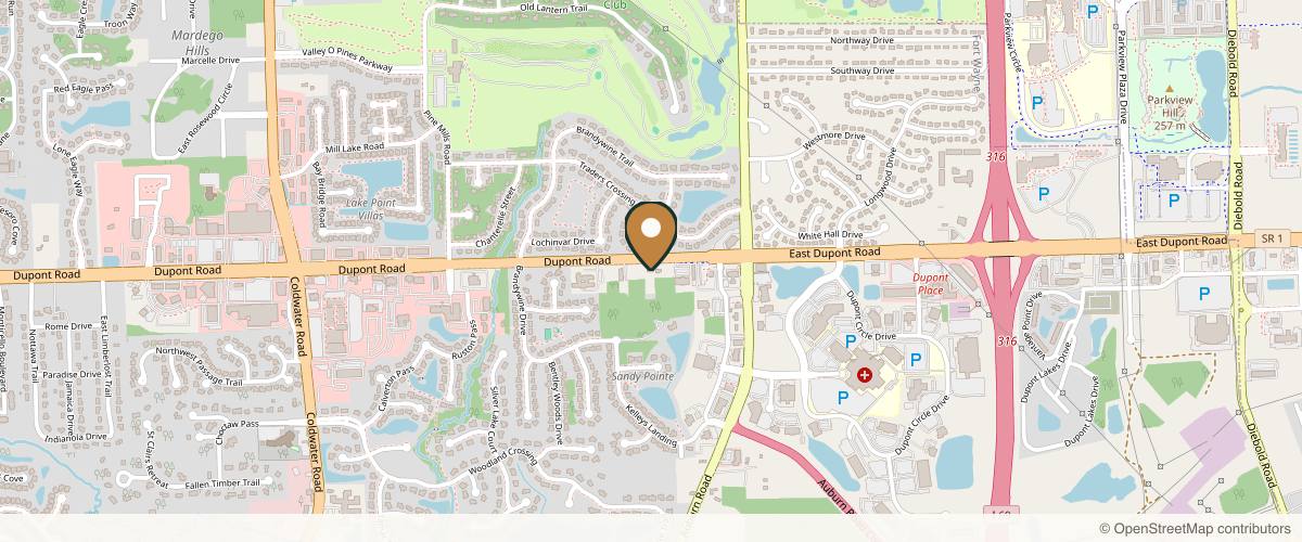Map showing the exact location of Joppa cosmetics at 1942 E Dupont Rd, Fort Wayne, IN 46825, USA