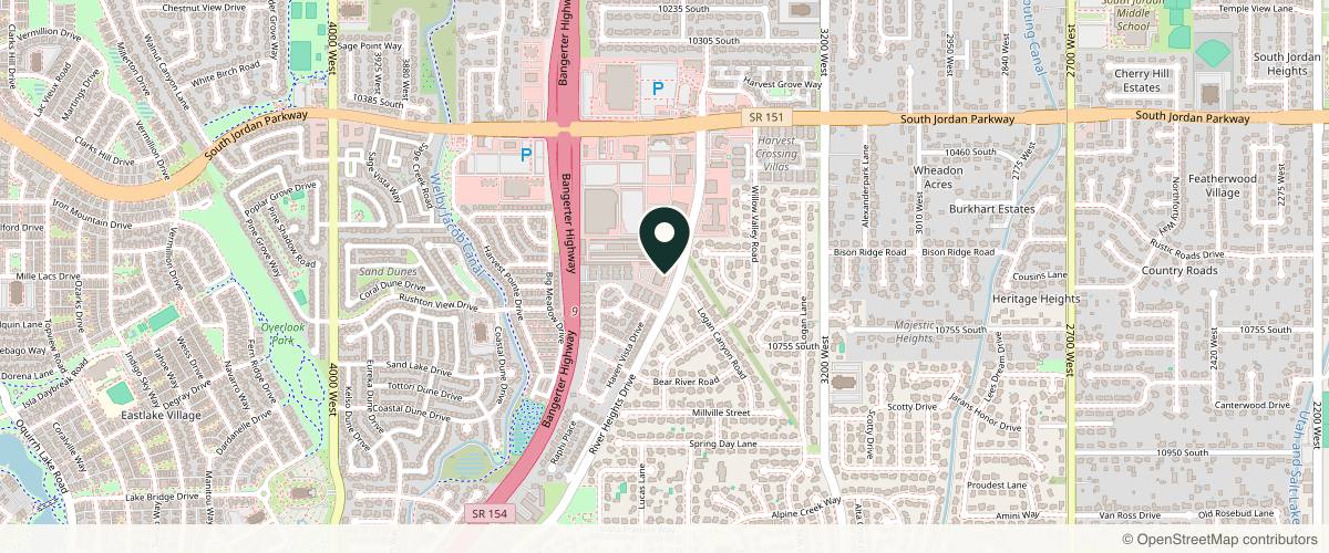 Map showing the exact location of Jordan Valley Dermatology Center at 10654 S River Heights Dr #210, South Jordan, UT 84095