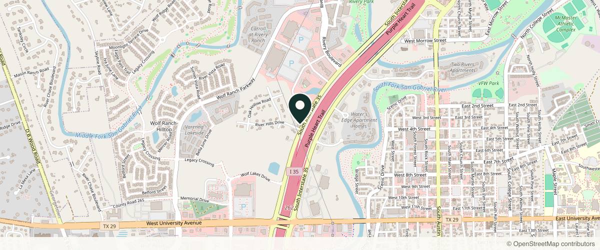 Map showing the exact location of Joslin Medical Spa By Thompson Plastic Surgery at 100 River Hills Dr #100, Georgetown, TX 78628, USA