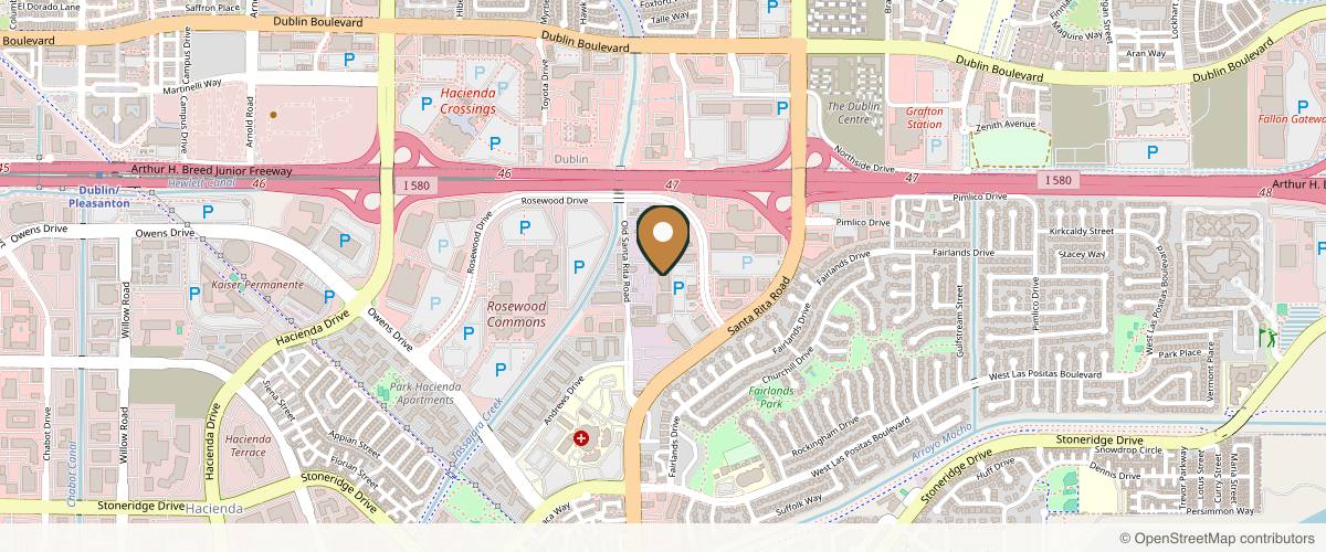 Map showing the exact location of Journey to Beauty and Wellness at 4230 Rosewood Dr Ste A, Pleasanton, CA 94588, USA