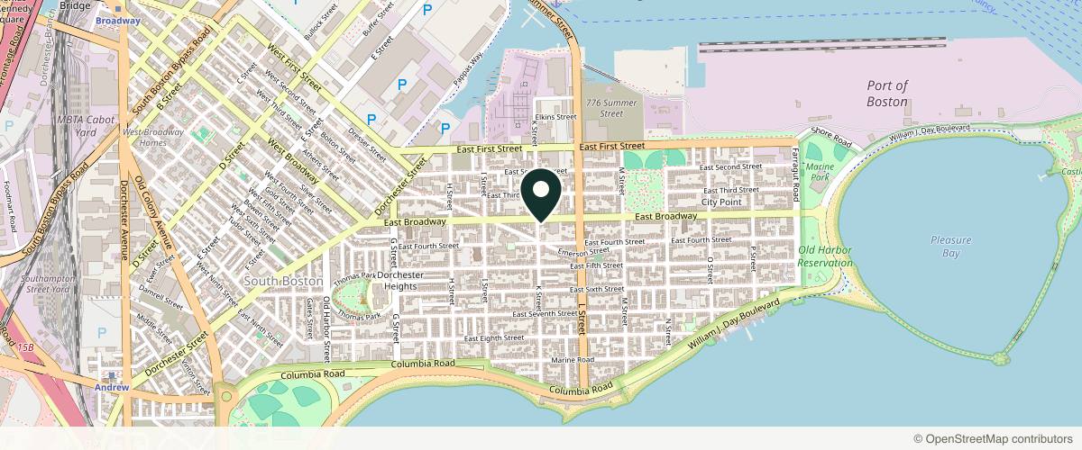 Map showing the exact location of Julia Kurker, NP at 699 E Broadway, Boston, MA 02127, USA