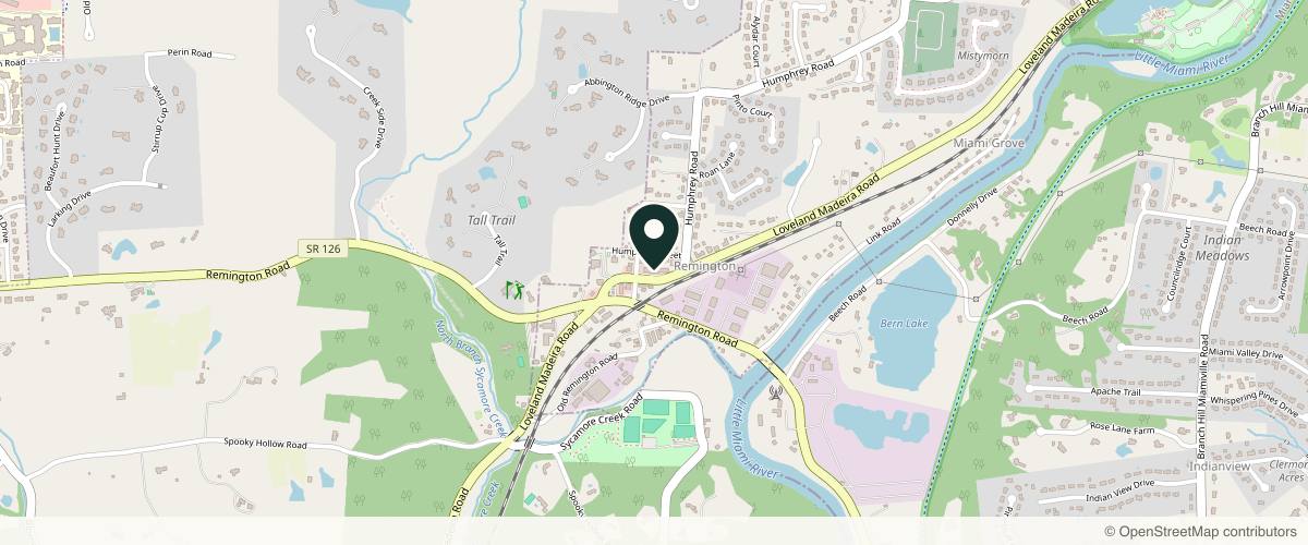 Map showing the exact location of Juno Medspa at 9471 Loveland Madeira Rd, Cincinnati, OH 45242, USA