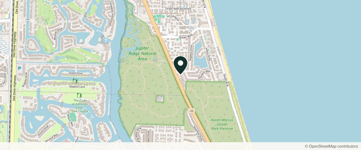 Map showing the exact location of Jupiter Dermatology & Hair Restoration at 2101 US-1, Jupiter, FL 33477, USA