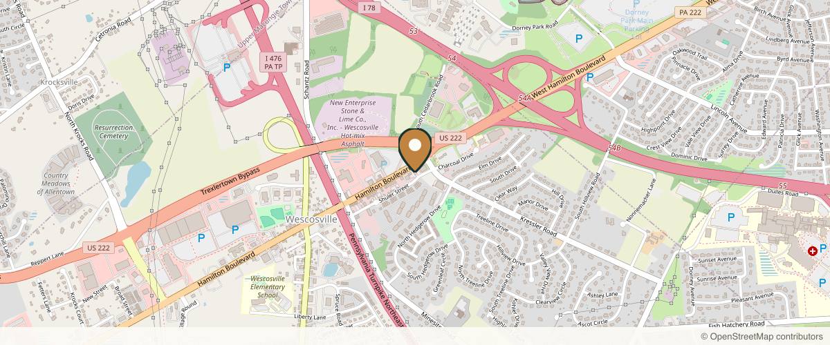 Map showing the exact location of JUST AESTHETIC NURSING at 4536 Hamilton Blvd, Allentown, PA 18103, USA