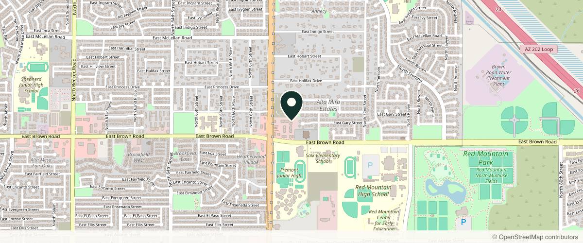 Map showing the exact location of Justin Sawyer, MD: Board-Certified Dermatologist at 6832 E Brown Rd, Mesa, AZ 85207