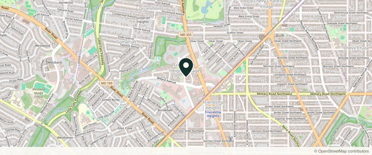 Map showing the exact location of Juve Beauty Lounge at 5423 Friendship Blvd, Chevy Chase, MD 20815, USA