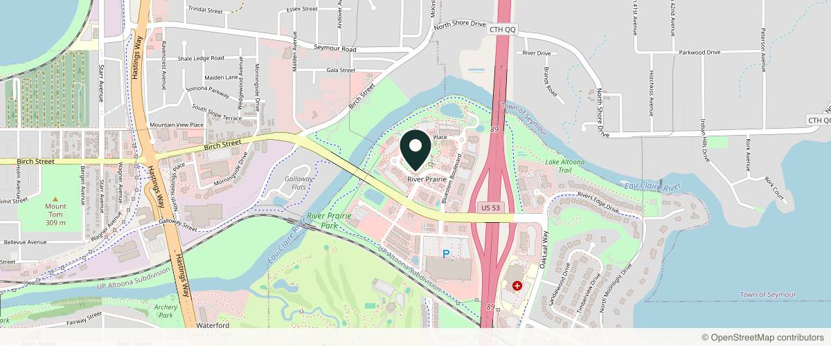 Map showing the exact location of Juvly Aesthetics at 3040 Meadowlark Ln #1, Altoona, WI 54720, USA