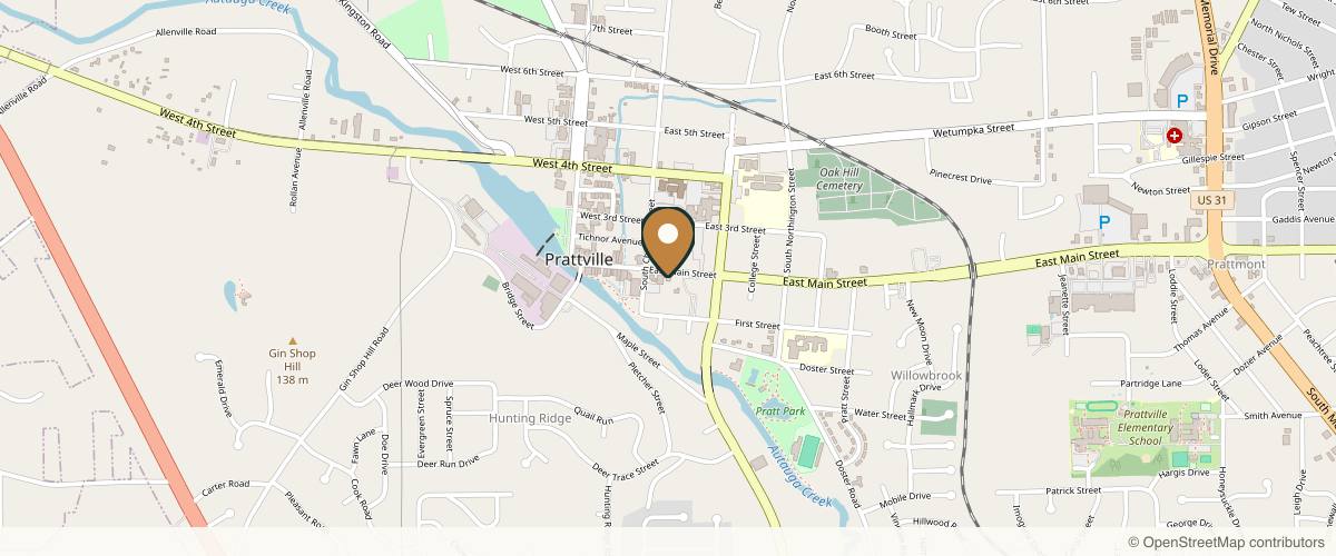 Map showing the exact location of Kairos Aesthetics & Wellness at 120 E Main St STE B, Prattville, AL 36067, USA