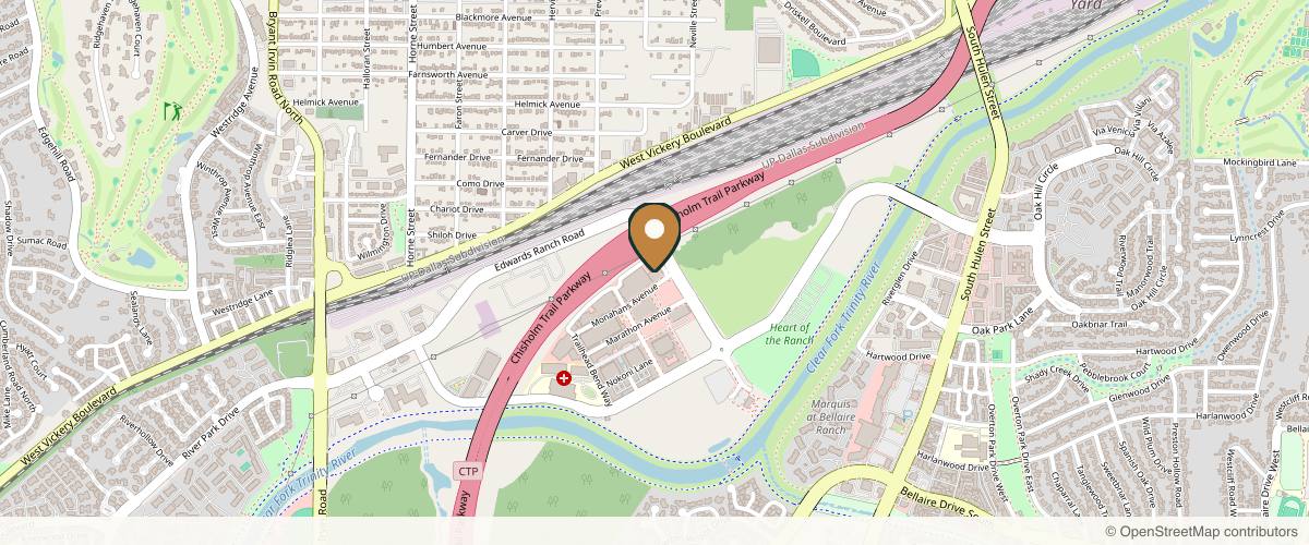 Map showing the exact location of Kalos Medical Spa at Kirby Plastic Surgery at 5075 Edwards Ranch Rd, Fort Worth, TX 76109, USA