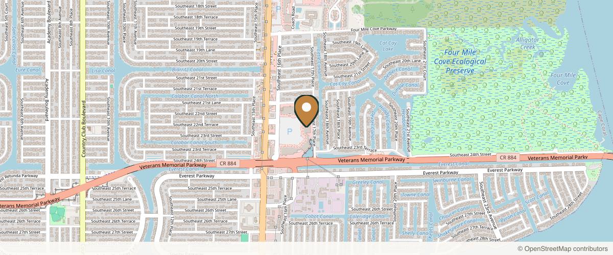 Map showing the exact location of K&M Aesthetics at 2301 Del Prado Blvd S Ste 56, Cape Coral, FL 33990, USA