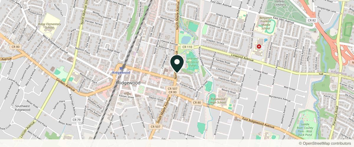 Map showing the exact location of Kassir Plastic Surgery at 81 N Maple Ave, Ridgewood, NJ 07451, USA