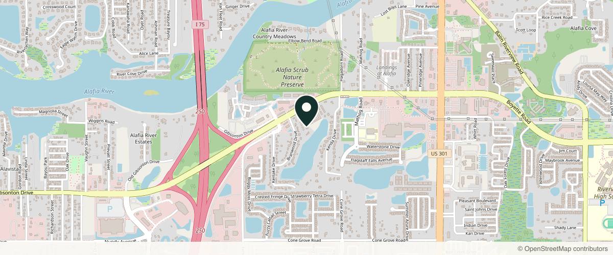 Map showing the exact location of KC Wellness & Medspa at 10036 Water Works Ln, Riverview, FL 33578, USA