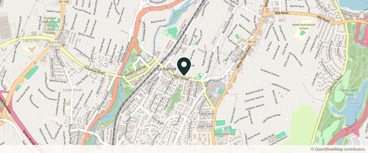 Map showing the exact location of Kerin MedSpa & Laser Center- Michael Kerin MD at 115 Main St Suite 305, Tuckahoe, NY 10707, USA
