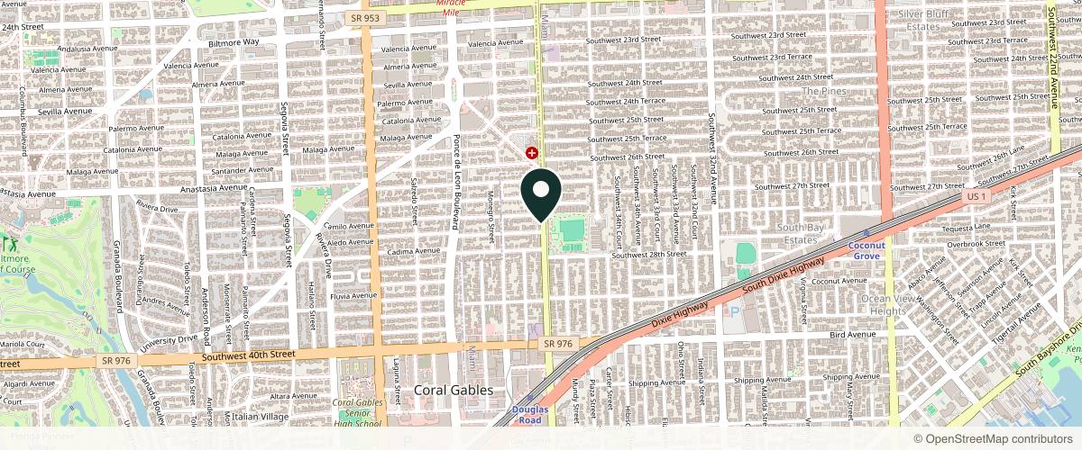 Map showing the exact location of Khouri Dermatology at 2750 SW 37th Ave #1, Miami, FL 33133