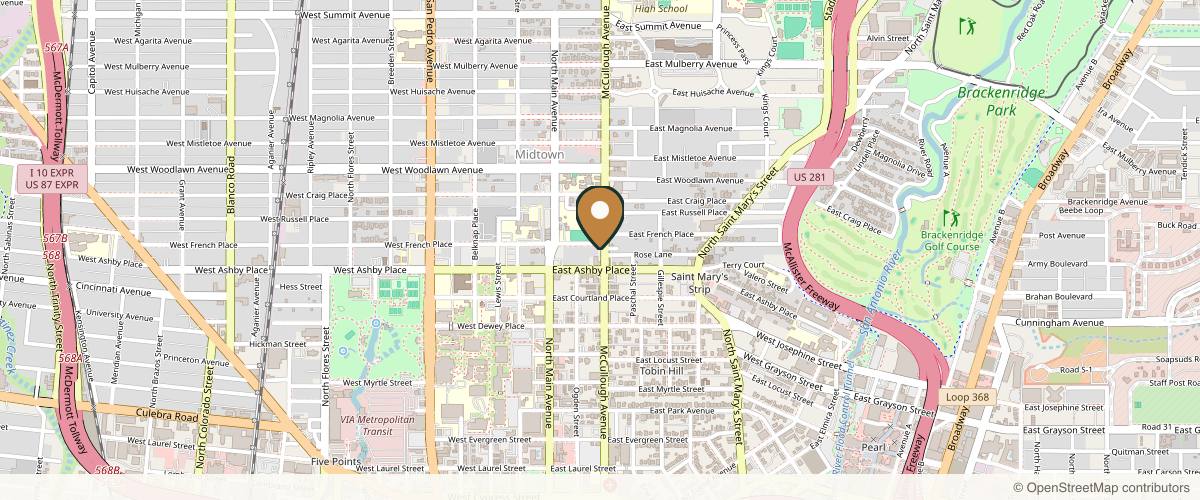 Map showing the exact location of Khronos MedSpa & Laser at 2119 McCullough Ave, San Antonio, TX 78212, USA