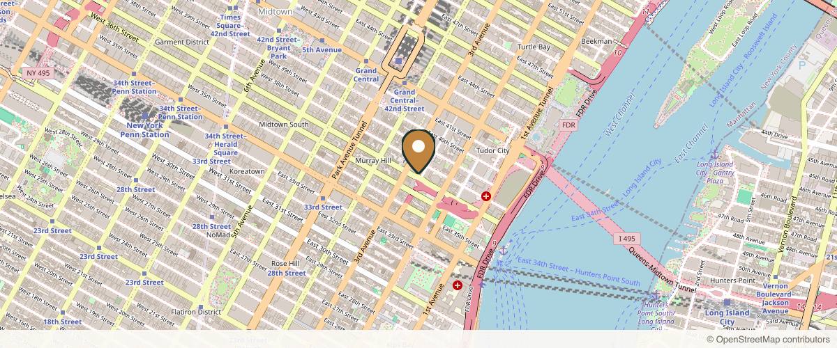 Map showing the exact location of King Aesthetics at 207 E 37th St Ste BG, New York, NY 10016, USA
