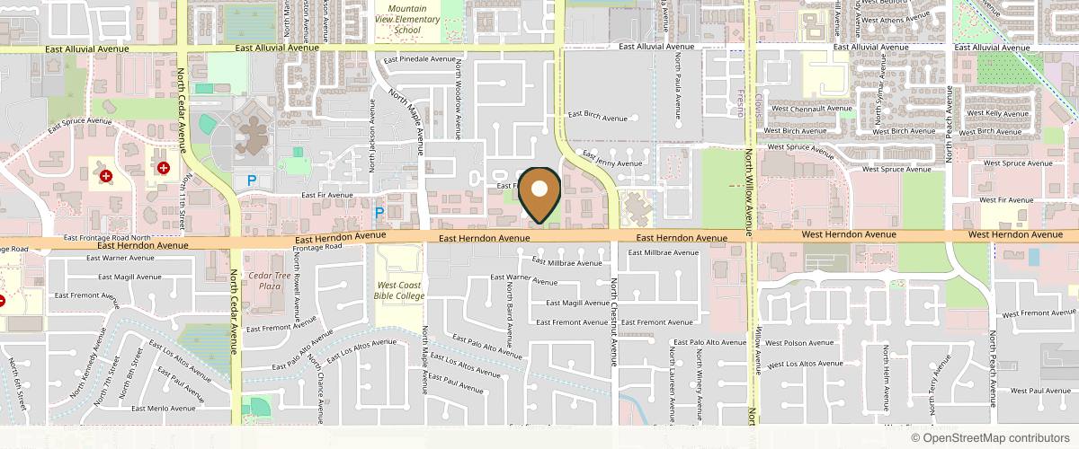 Map showing the exact location of Kiss Me Med Spa at 7050 N Recreation Ave Ste 103, Fresno, CA 93720, USA