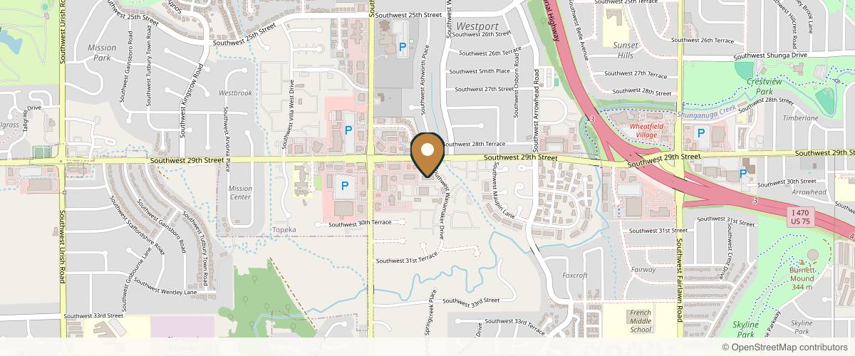 Map showing the exact location of KMC Dermatology & MedSpa Topeka at 2921 SW Wanamaker Dr, Topeka, KS 66614, USA