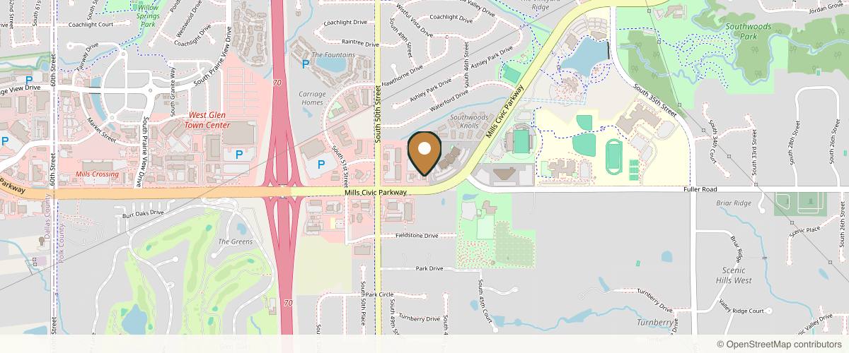 Map showing the exact location of Koch & Carlisle Plastic Surgery & Spa at 4855 Mills Civic Pkwy #100, West Des Moines, IA 50265, USA