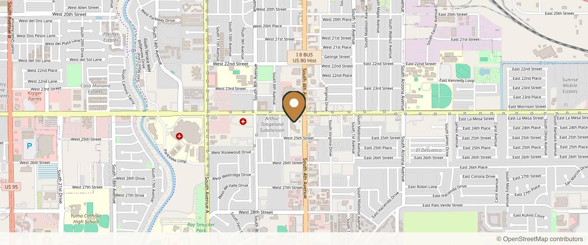 Map showing the exact location of Kore Aesthetics MedSpa (Rinata) at 2450 S 4th Ave #110, Yuma, AZ 85364, USA