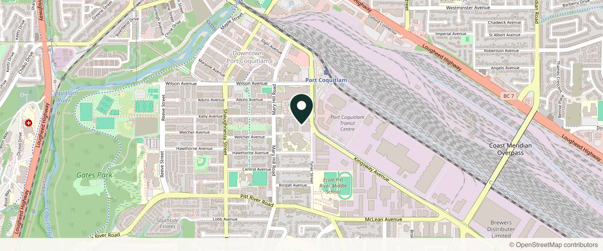 Map showing the exact location of KOZA Skin Clinic at 2180 Kelly Ave #3150, Port Coquitlam, BC V3C 0S4, Canada