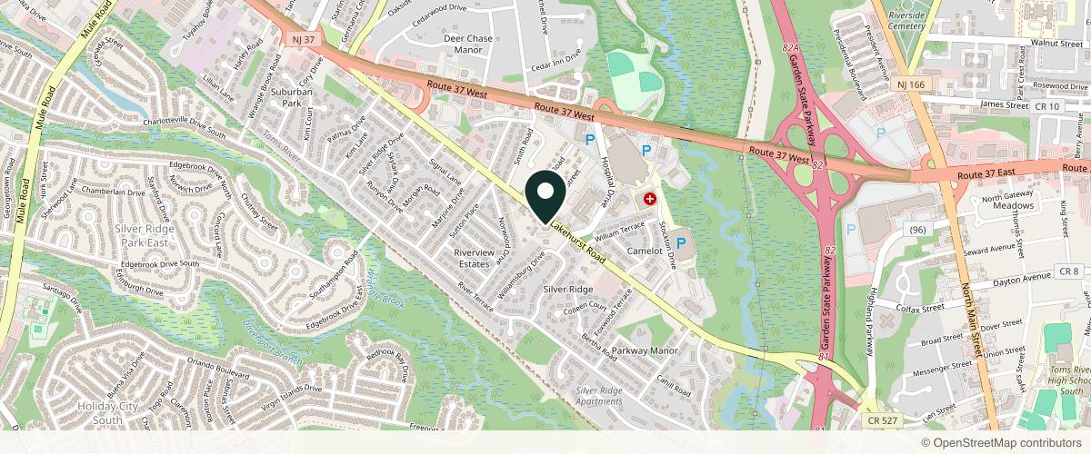 Map showing the exact location of Kuflik Dermatology at 453 Lakehurst Rd, Toms River, NJ 08755, USA
