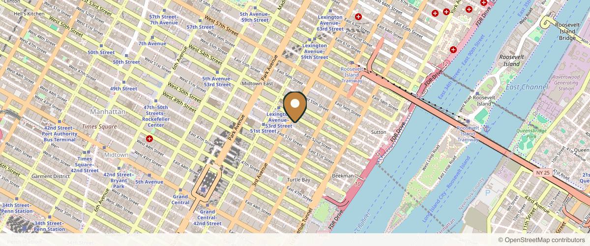 Map showing the exact location of KUR Skin Lab at 875 3rd Ave M-101, New York, NY 10022, USA