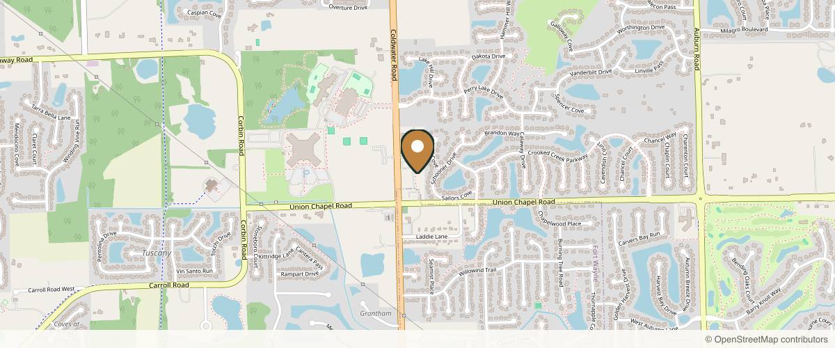 Map showing the exact location of Kurate Aesthetics at 12820 Coldwater Rd c, Fort Wayne, IN 46845, USA
