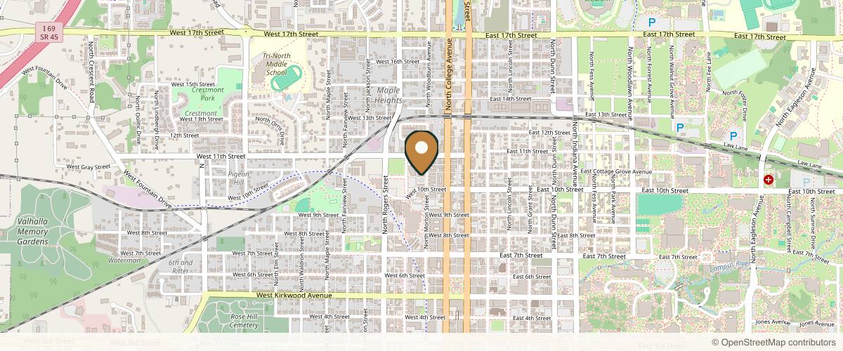 Map showing the exact location of Lé Esthetics at 619 N Morton St, Bloomington, IN 47404, USA